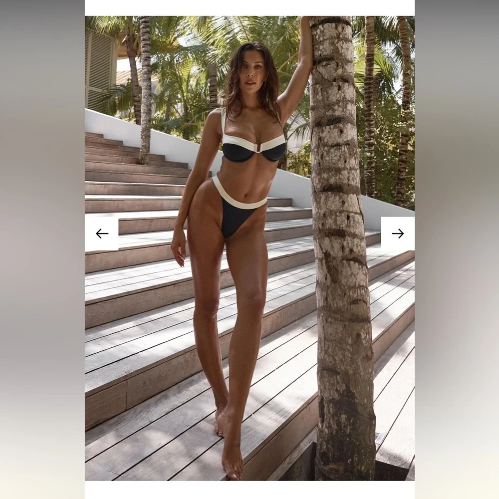 Monday Swimwear Cala Roja Top - Black/Ivory - L matching bottom separate listing